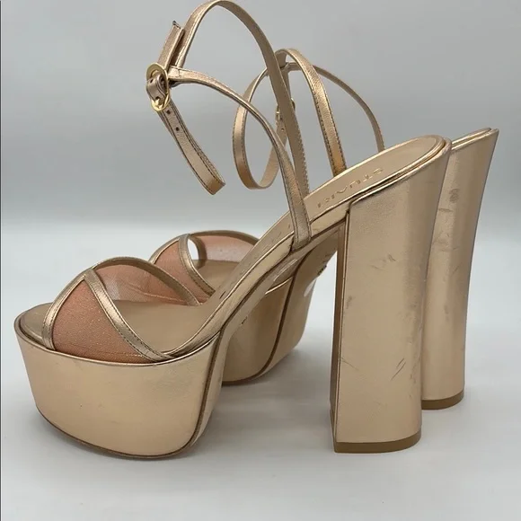 Stuart Weitzman Gold NOCHE SKYHIGH 145 PLATFORM SANDAL